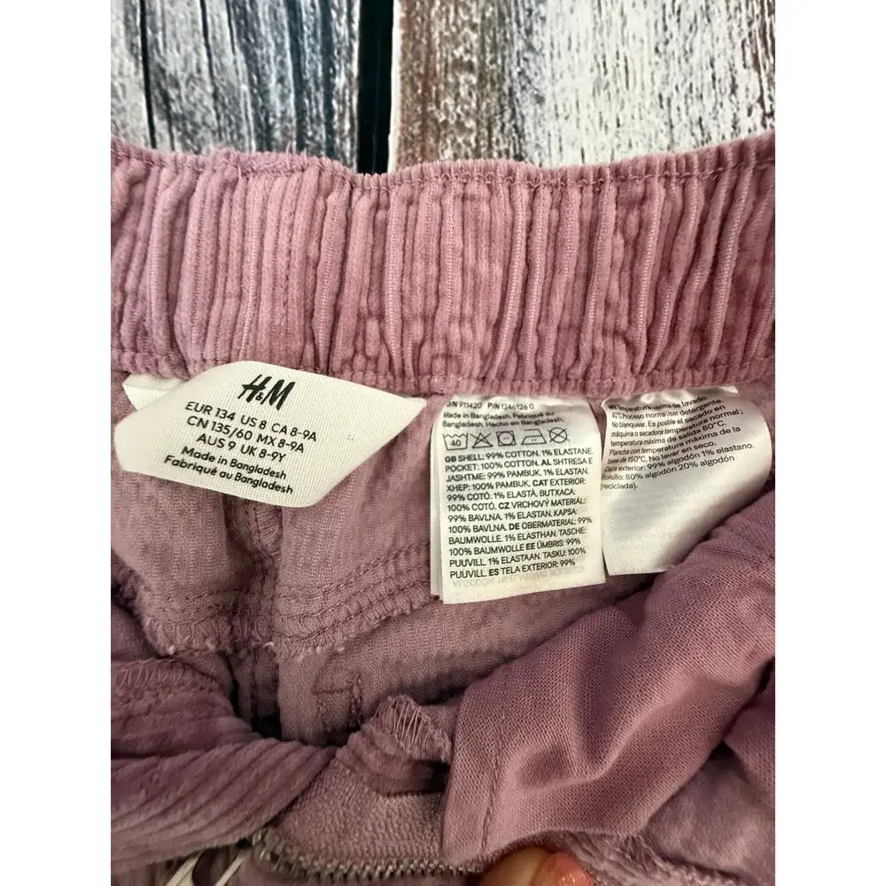 H&M Youth 8-9 YR Dusty Rose Corduroy Skirt